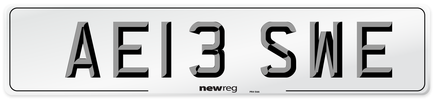 AE13 SWE Number Plate from New Reg